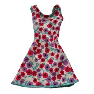 Vintage Barbie Floral Dress Multicolor Poppies Print Sleeveless Doll 50s